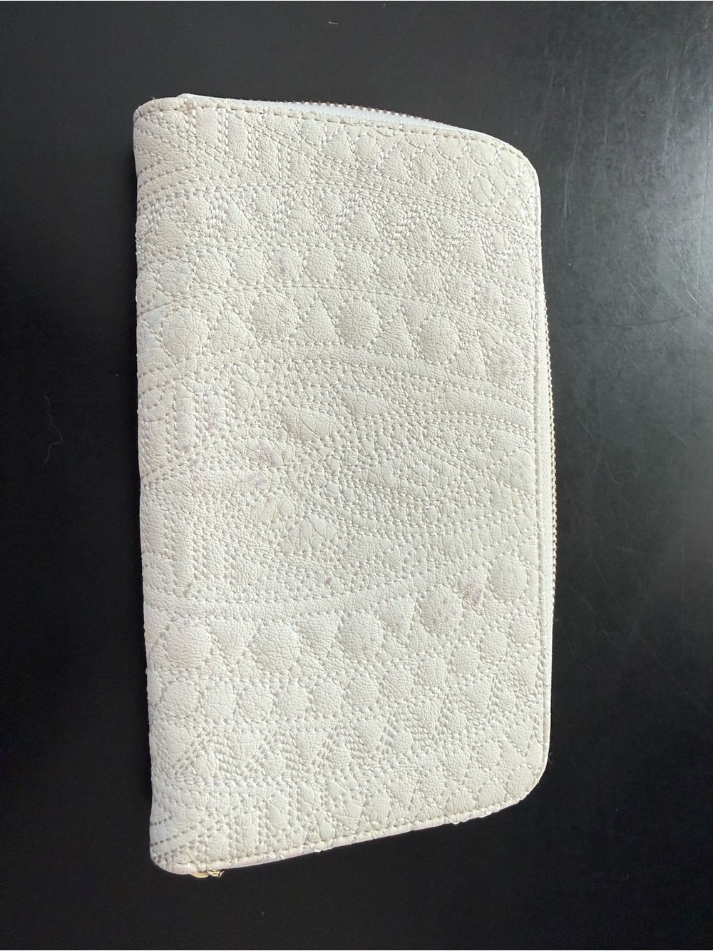Charming Charlie White Quilted Zip-Around Wallet